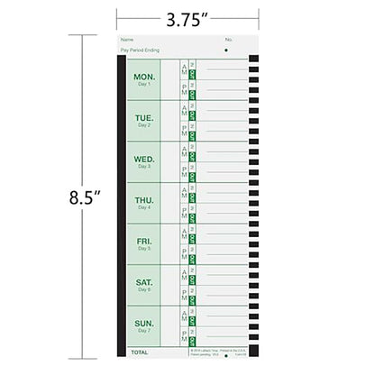 Lathem Weekly Thermal Print Time Cards, Single Sided 2100HD and 800P Time Clocks, 9", 100 Pack (E8-100)