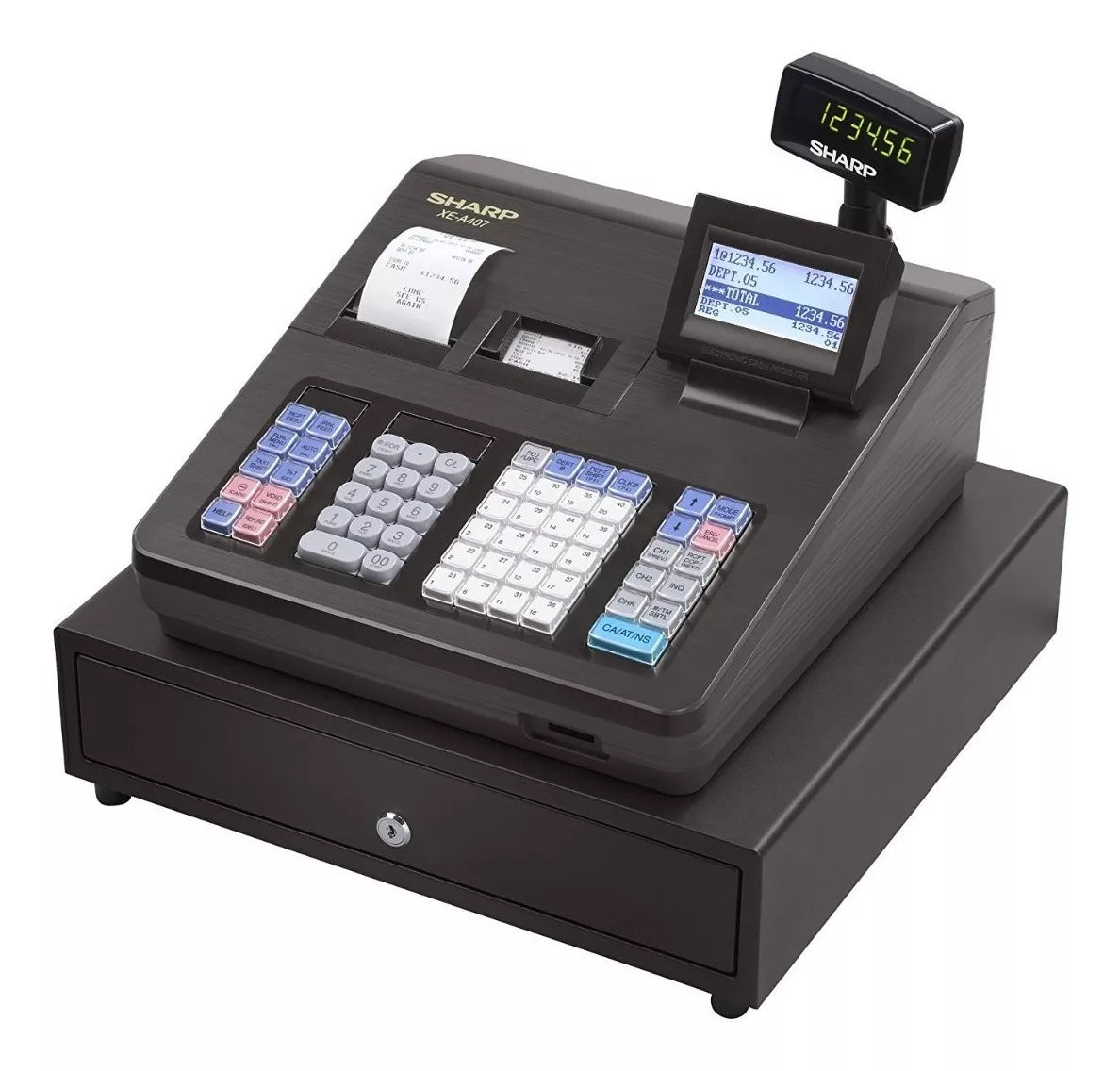 Sharp XE-A407 Dual Tape Electronic Cash Register with 8-Line LCD
